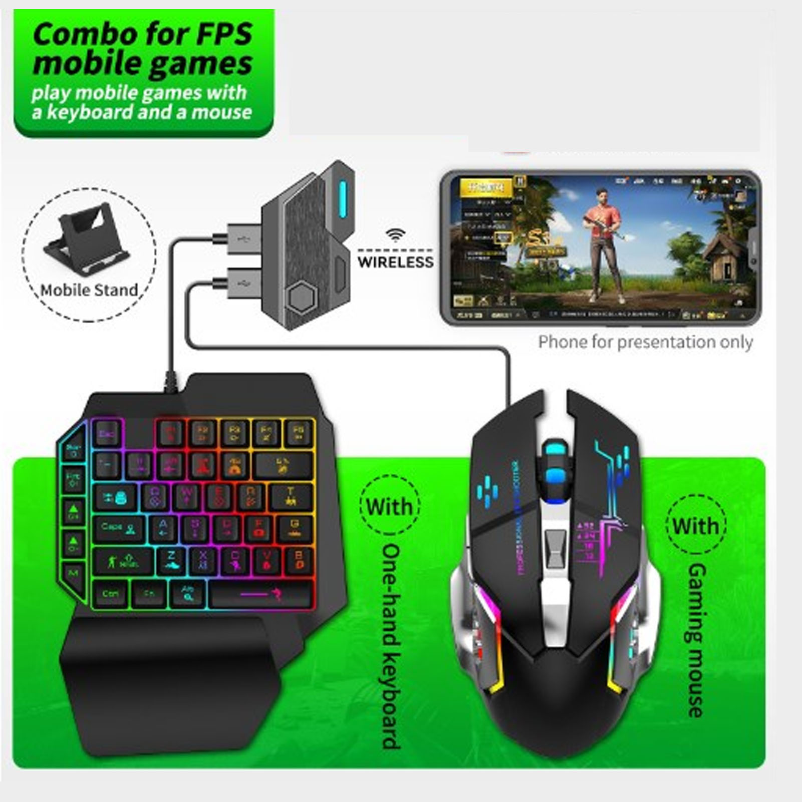 مجموعة محول لوحة مفاتيح وفأرة، - مراجعة Gaming Accessories Phone وسعره