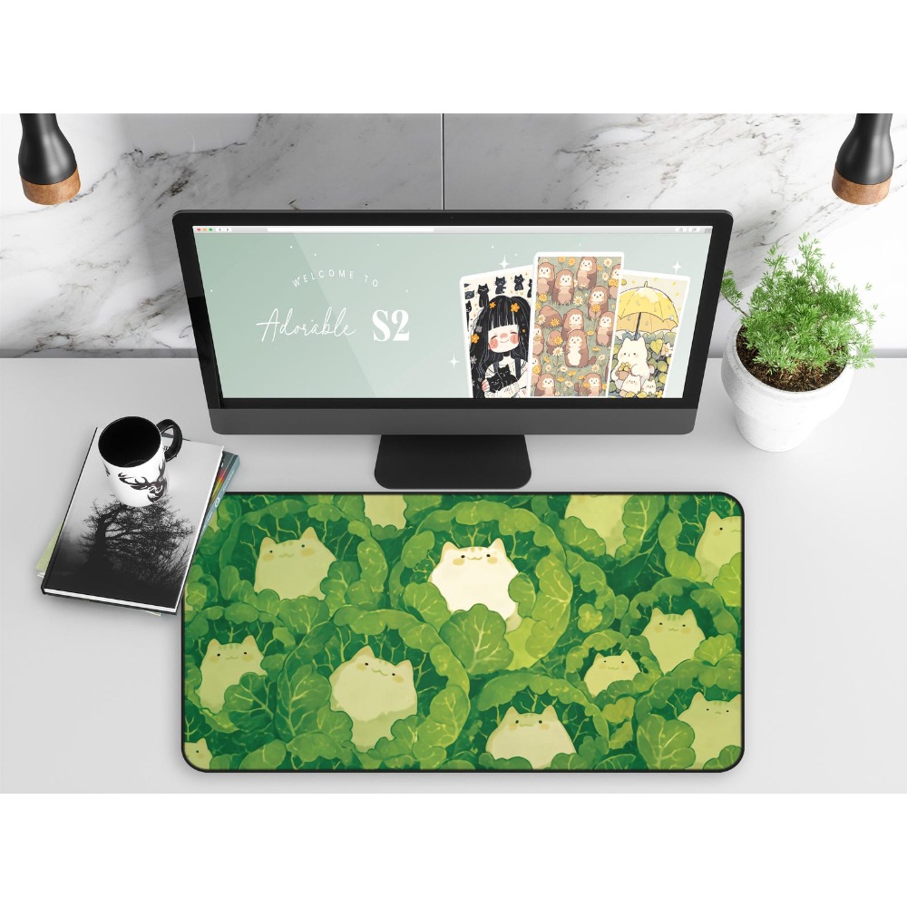 سجادة مكتب كاواي، تصميم قطط لط - مراجعة Gaming Accessories Officeworks وسعره